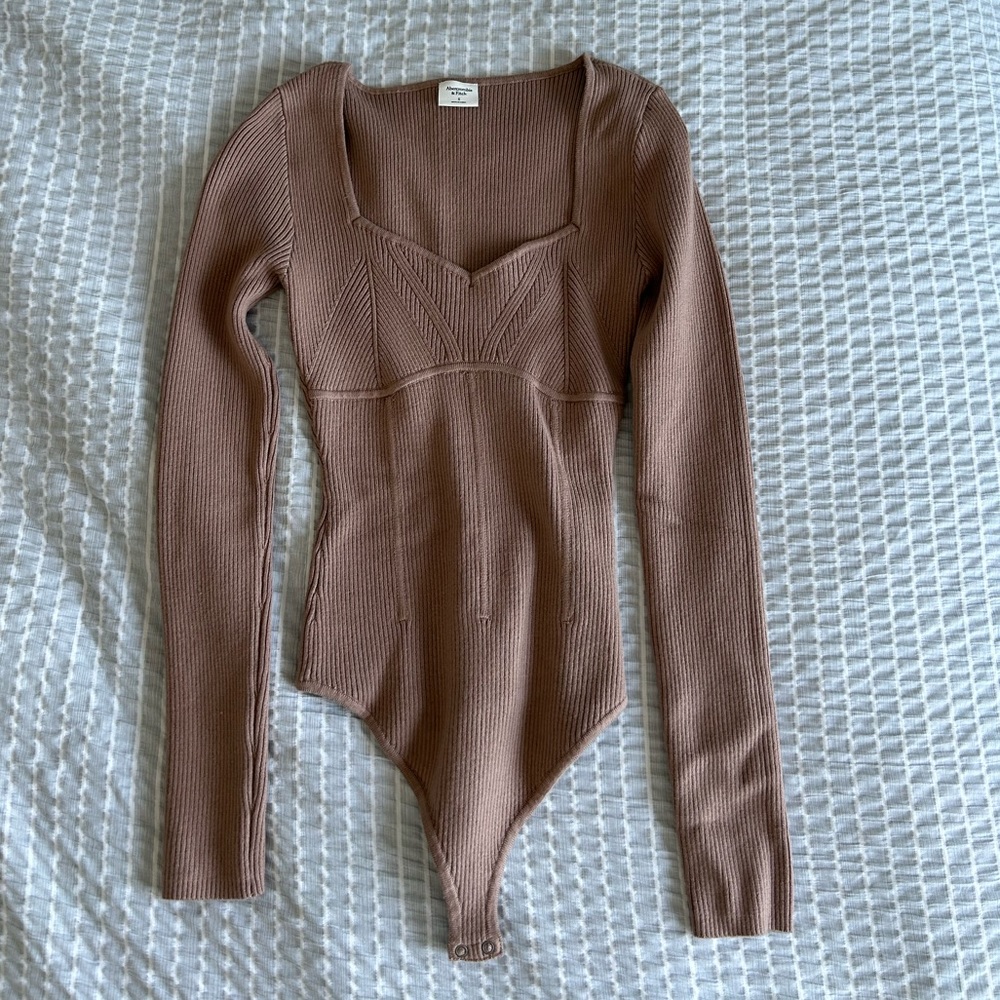 Abercrombie & Fitch Brown Ribbed Bodysuit